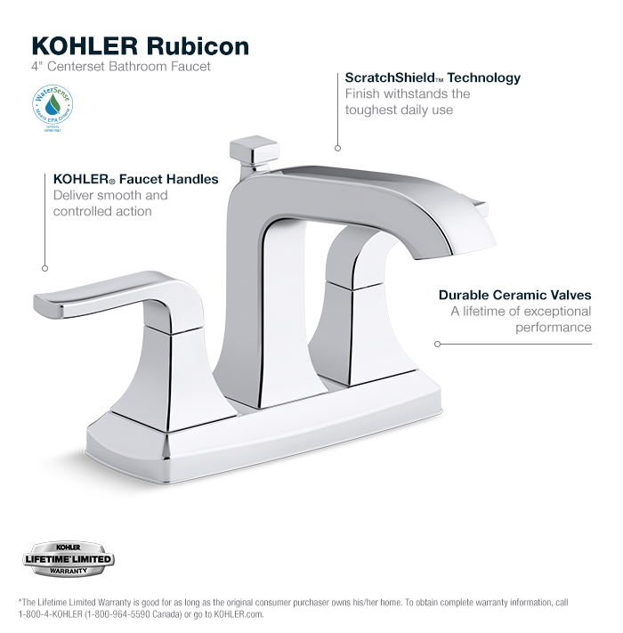 Kohler Rubicon 4 In Centerset 2 Handle Bathroom Faucet In