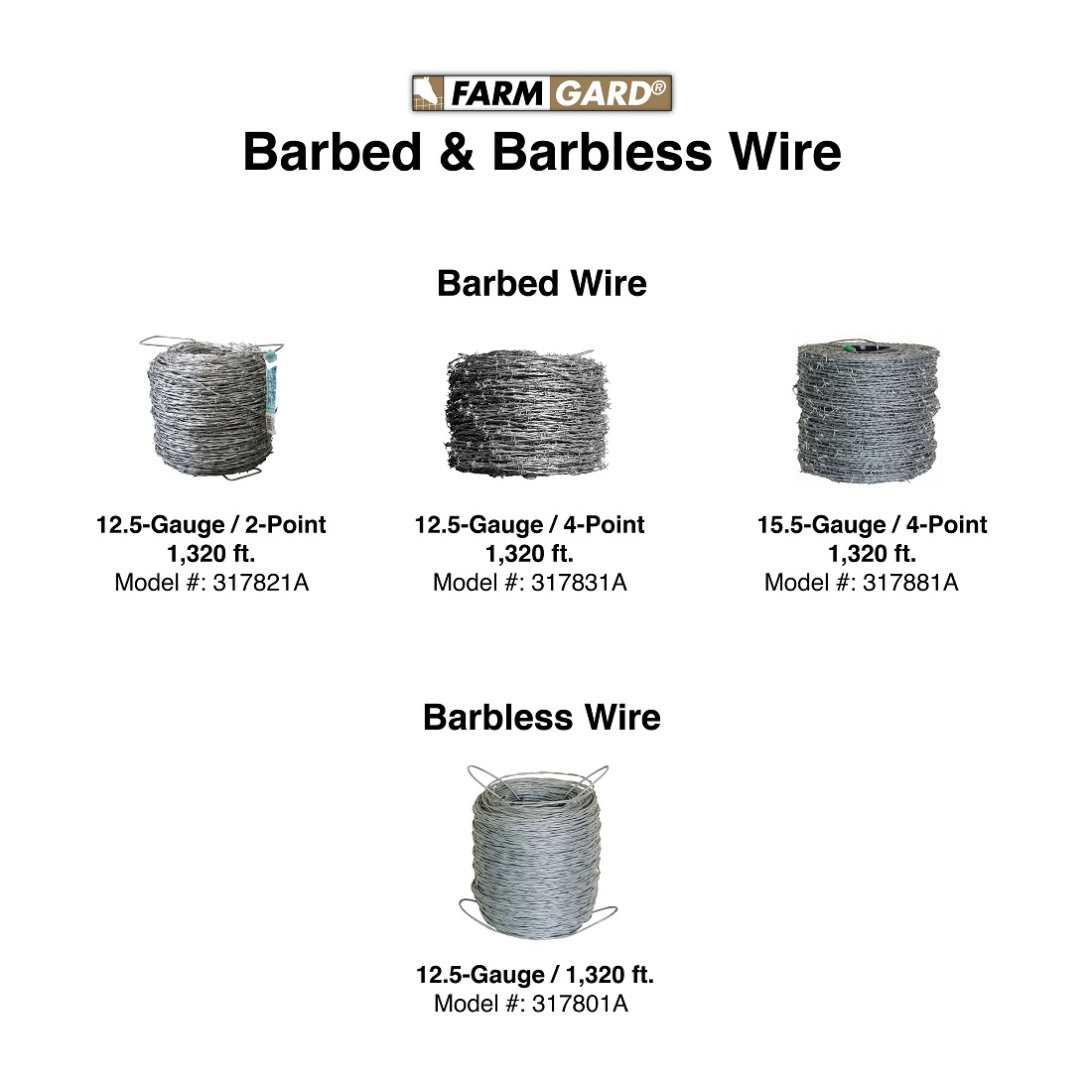 4-Point 15-1//2-Gauge Galvanized FARMGARD Barbed Wire Fencing 1,320 ft