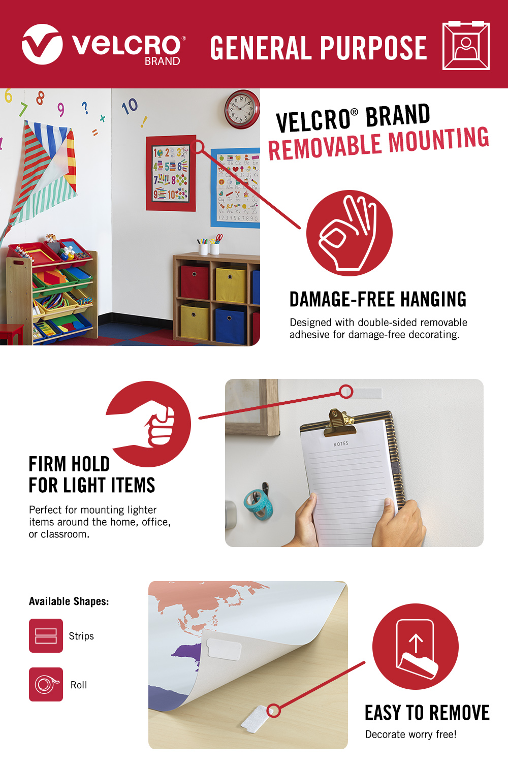 VELCRO Brand 15 ft. x 3/4 in. Removable Mounting Tape95179 The Home