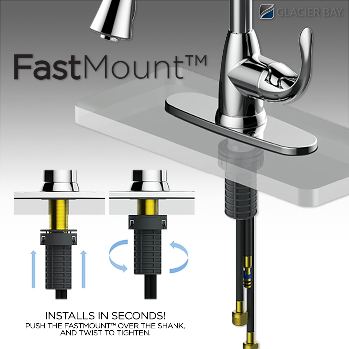 Glacier Bay Market Single Handle Pull Down Kitchen Faucet With Turbospray And Fastmount In Stainless Steel