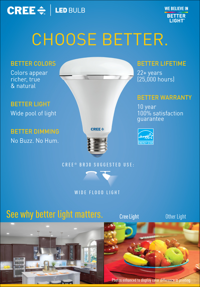 Cree 65w Equivalent Soft White 2700k Br30 Dimmable Led Light Bulb Info Guides