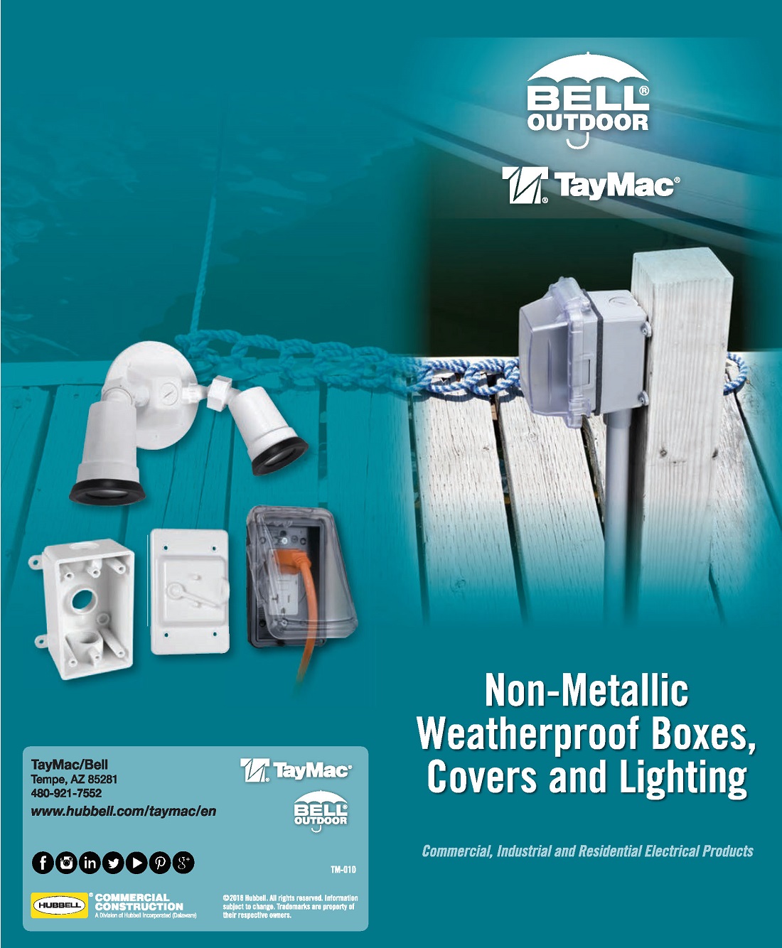 White Finish Hubbell-Bell PSB37550WH Single-Gang Weatherproof Box Three 1//2 in or 3//4 in Threaded Outlets