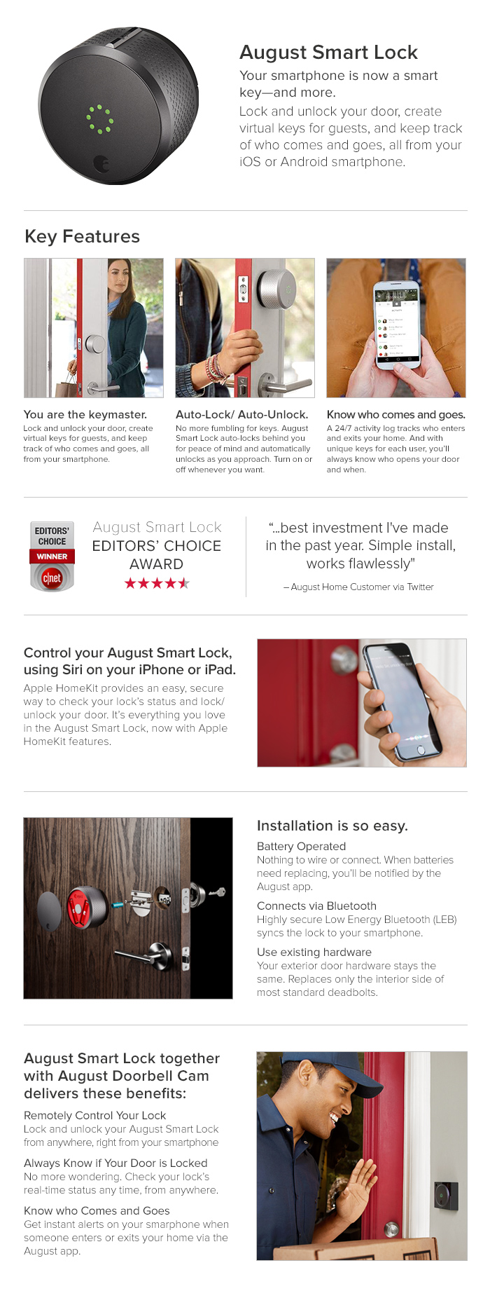 August Smart Lock Homekit Enabled, SilverAUGSL02M02S02 The Home Depot