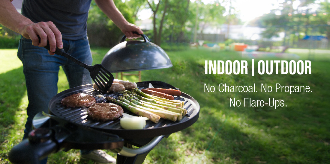 George Foreman Indoor Outdoor Electric Grill In Black Gio2000bk Here For More Information On Electronic Recycling Programs