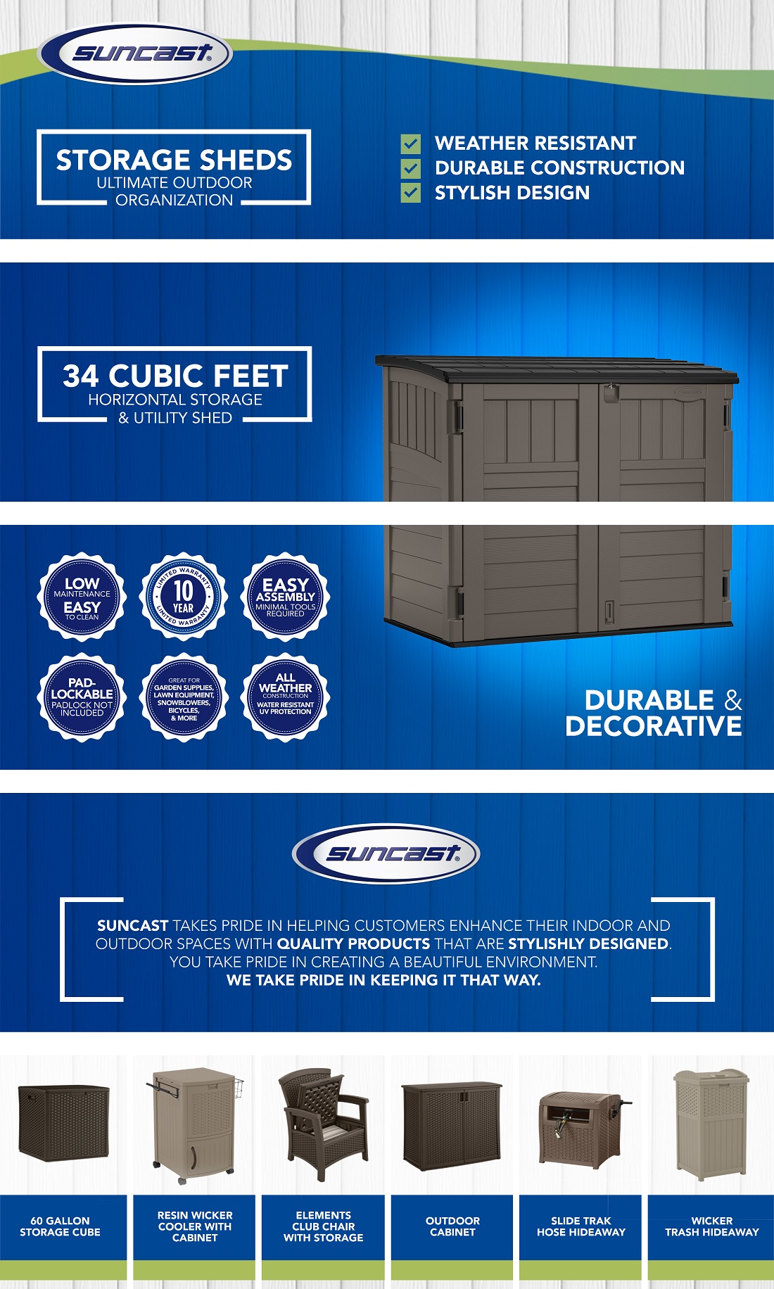 Suncast 2 ft. 3/4 in. x 2 ft. 8 in. Resin Vertical Storage 