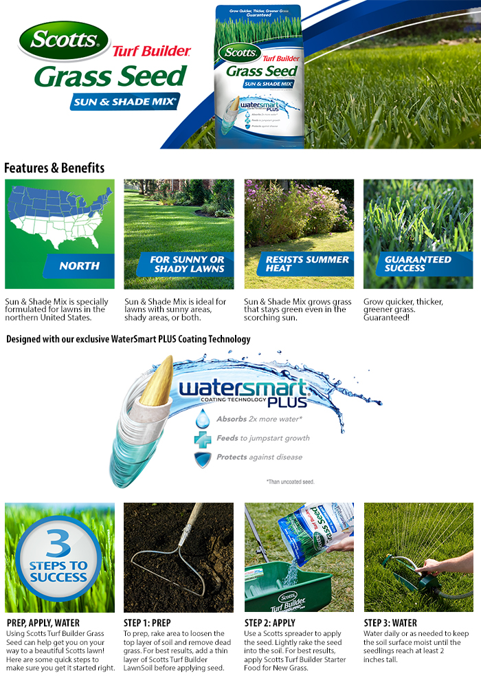 Scotts Turf Builder Grass Seed Sun and Shade Mix 7 lb.18221 The Home