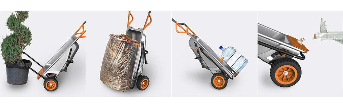 Worx 4 Cu Ft Aerocart Wg050 The Home Depot Included Are The Flower Pot Strap Cylinder Holder Bag And Rock