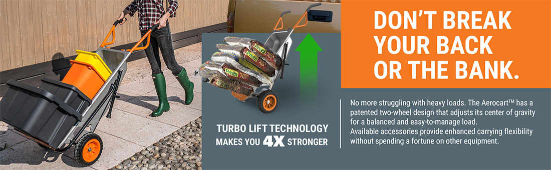 Worx 4 Cu Ft Aerocart Wg050 The Home Depot Included Are The Flower Pot Strap Cylinder Holder Bag And Rock