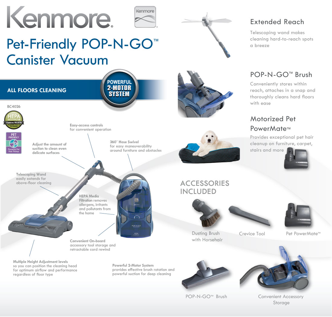 Pet Friendly Pop N Go Bagged Canister Vacuum Cleaner 814953015574 Ebay