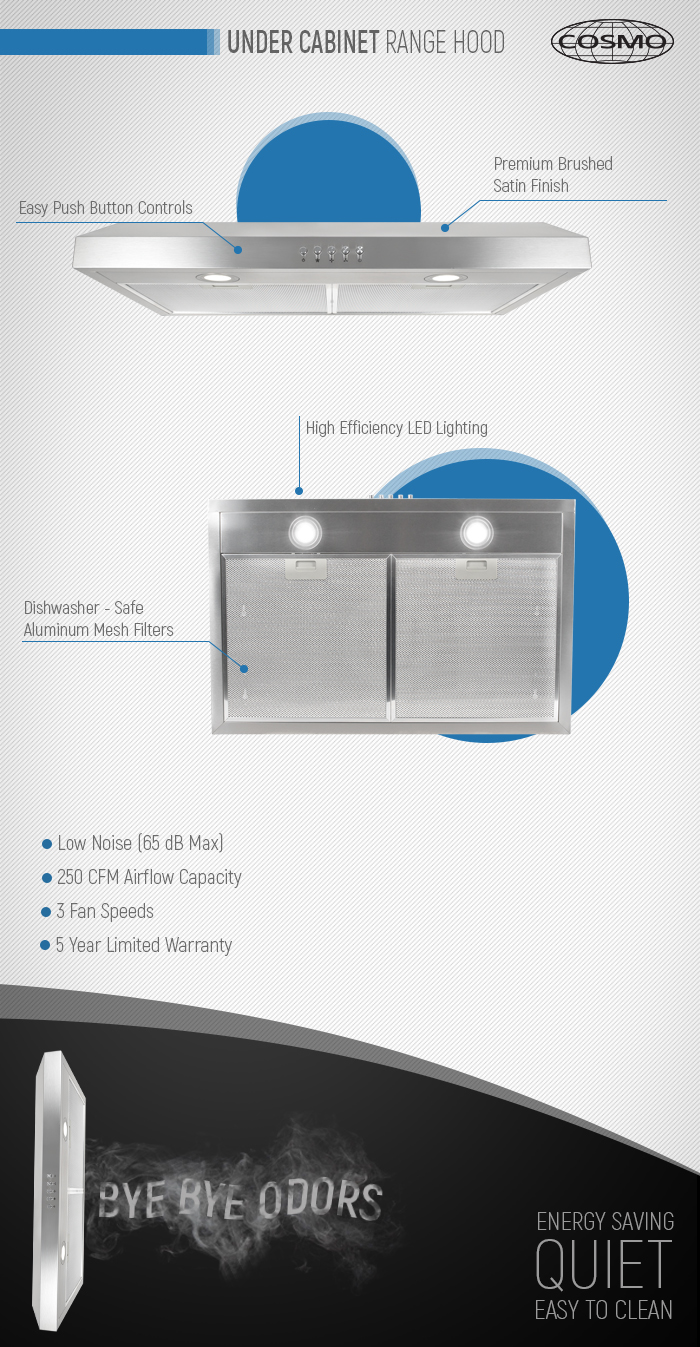 Cosmo 30 in. Ducted Under Range Hood in Stainless SteelCOS