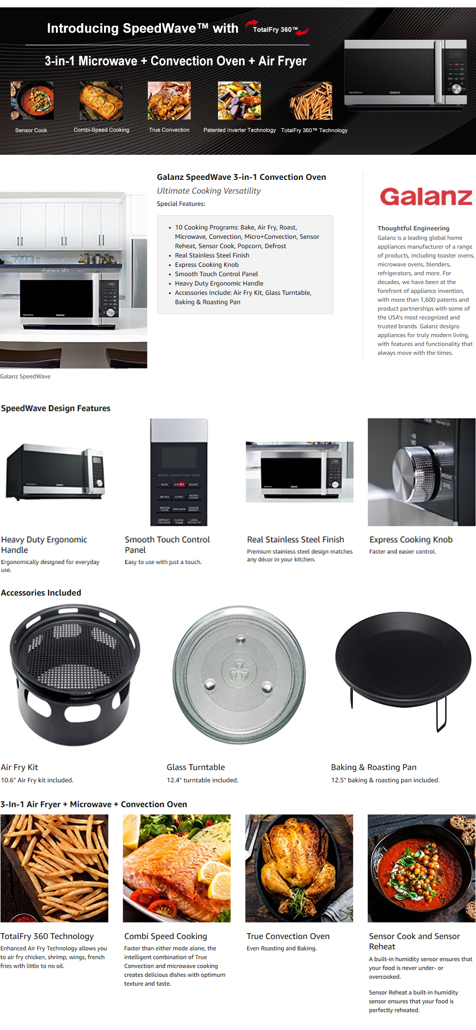 Galanz 1.2 cu. ft. Countertop SpeedWave 3-in-1 Convection Oven