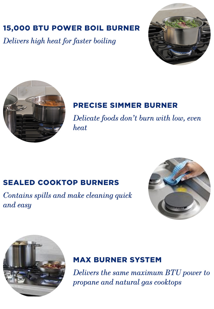 GE 30 in. Gas Cooktop in Stainless Steel with 4 Burners including Power