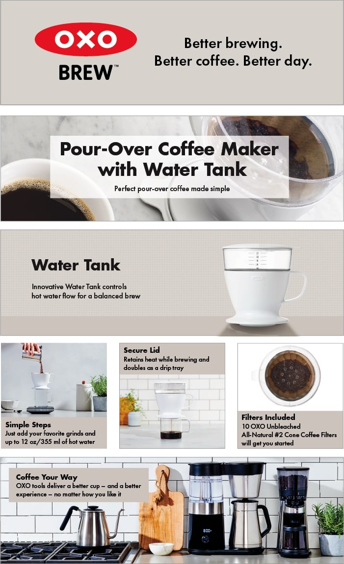 OXO Good Grips 12 oz. PourOver Coffee Maker with Water Tank 11180100