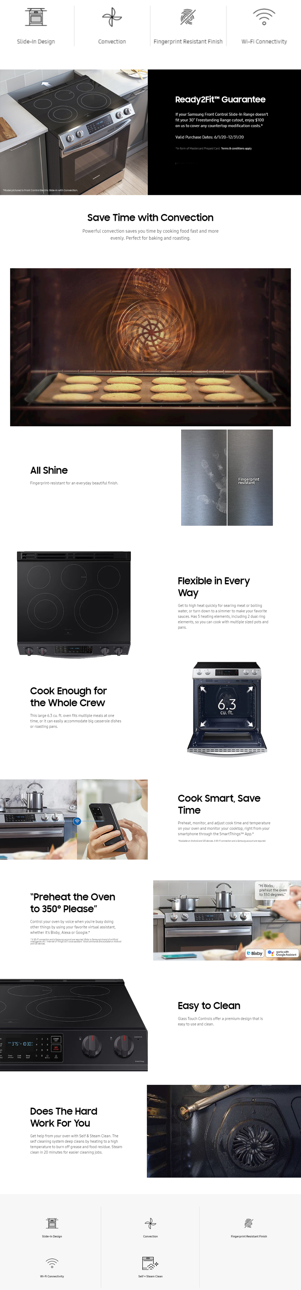 Samsung 30 in. 6.3 cu. ft. Slide-In Electric Convection Range Oven in