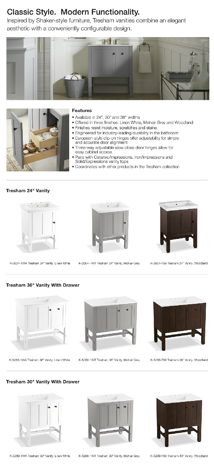 Kohler Tresham 30 In W X 21 7 8 D 34 1 2 H Vanity Cabinet Linen White