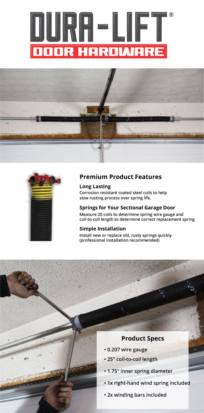 Right Wound 0.192 Wire Size GDN Garage Door Torsion Spring 2 Inside Diameter 29 Length