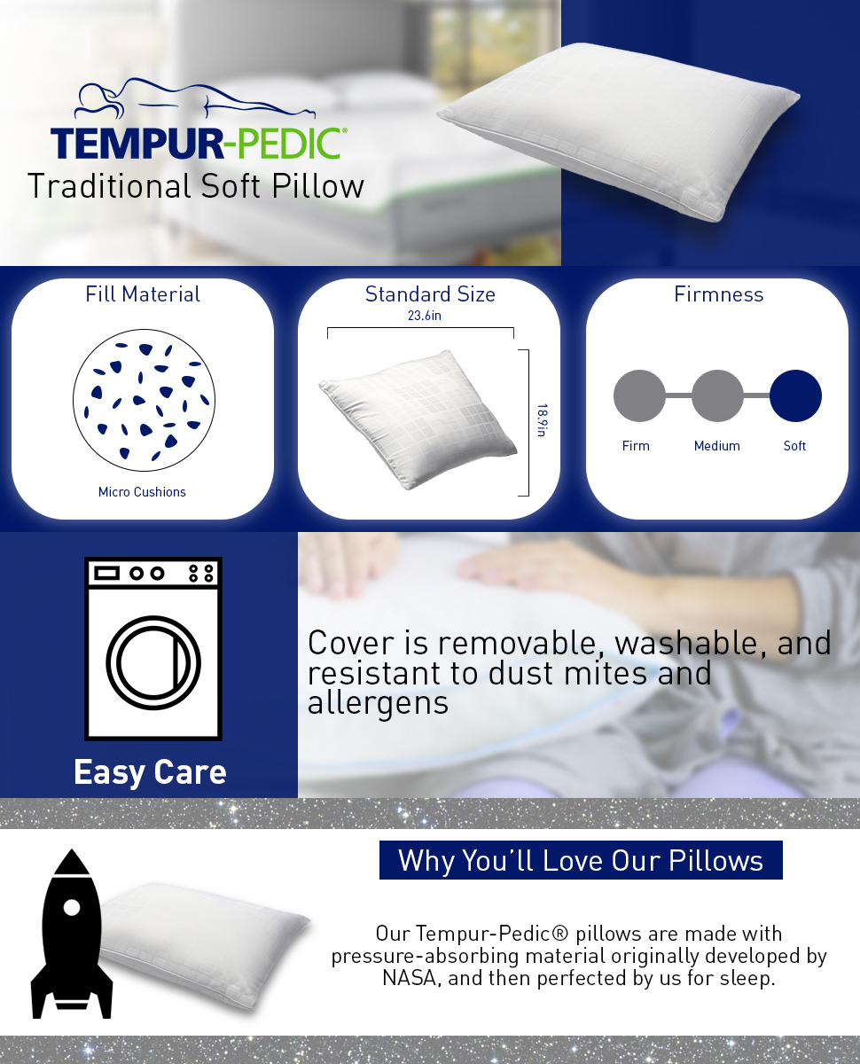 Tempur-Pedic Standard Traditional Extra Soft Foam Bed Pillow-15420515 - The Home Depot