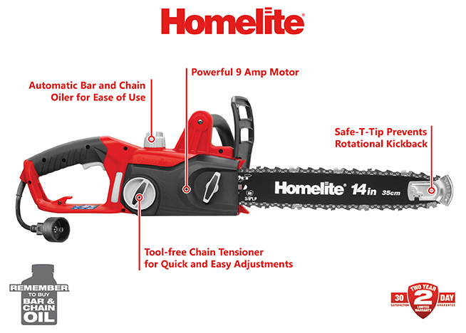 Homelite 14 In 9 Amp Electric Chainsaw Ut43103a The Home Depot 9 Amp Electric Chainsaw