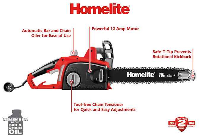 Homelite 16 In 12 Amp Electric Chainsaw