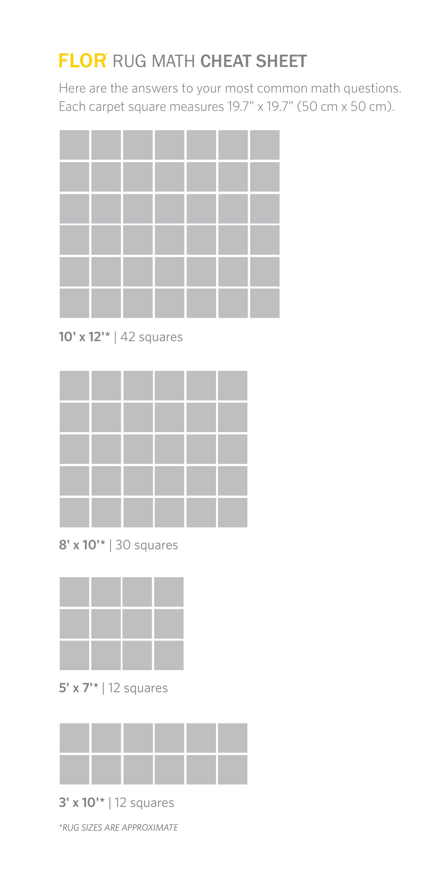 FLOR Rug Size Instructions