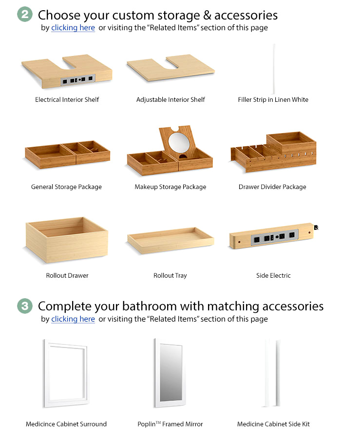 Kohler Poplin Tailored Vanity Custom Accessories